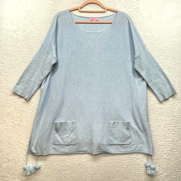 Lilly Pulitzer Sweaters - Lilly Pulitzer Sweater Womens Large Blue Elba Tassel Oversized Coolmax Pockets